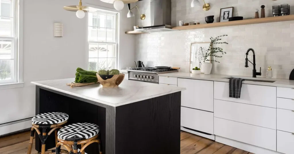 Adding Warmth to Black and White Kitchen Decor