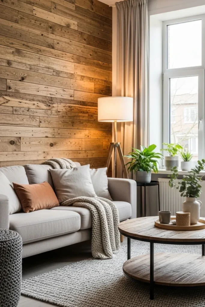 Rustic Wooden Accent Walls for Cozy Living Spaces