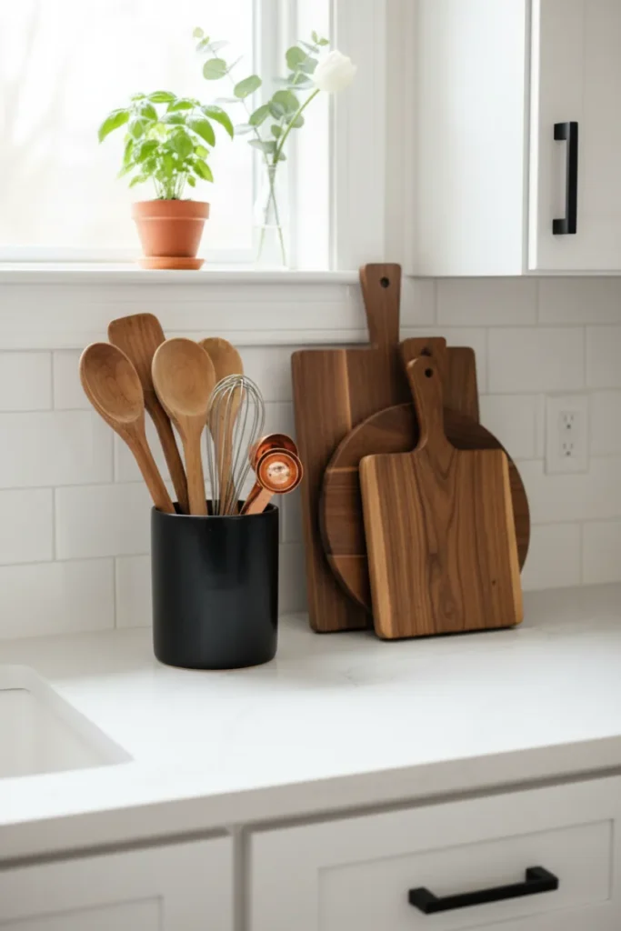 Cheap Kitchen Decor Using Everyday Wooden Items