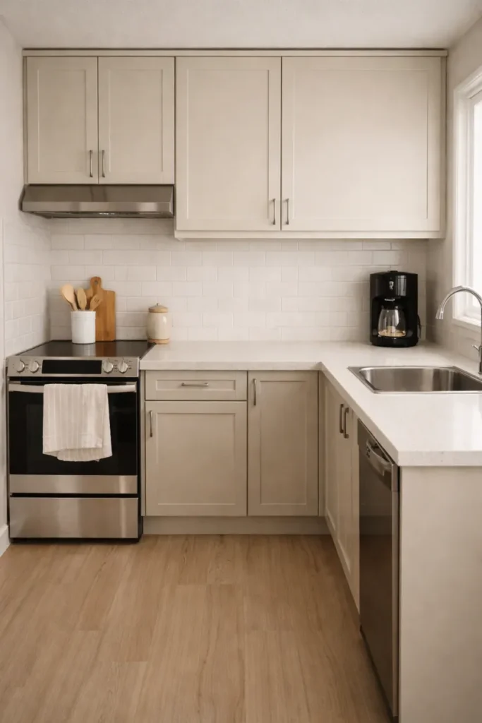 Small Apartment Kitchen With Decluttered Counter Styling