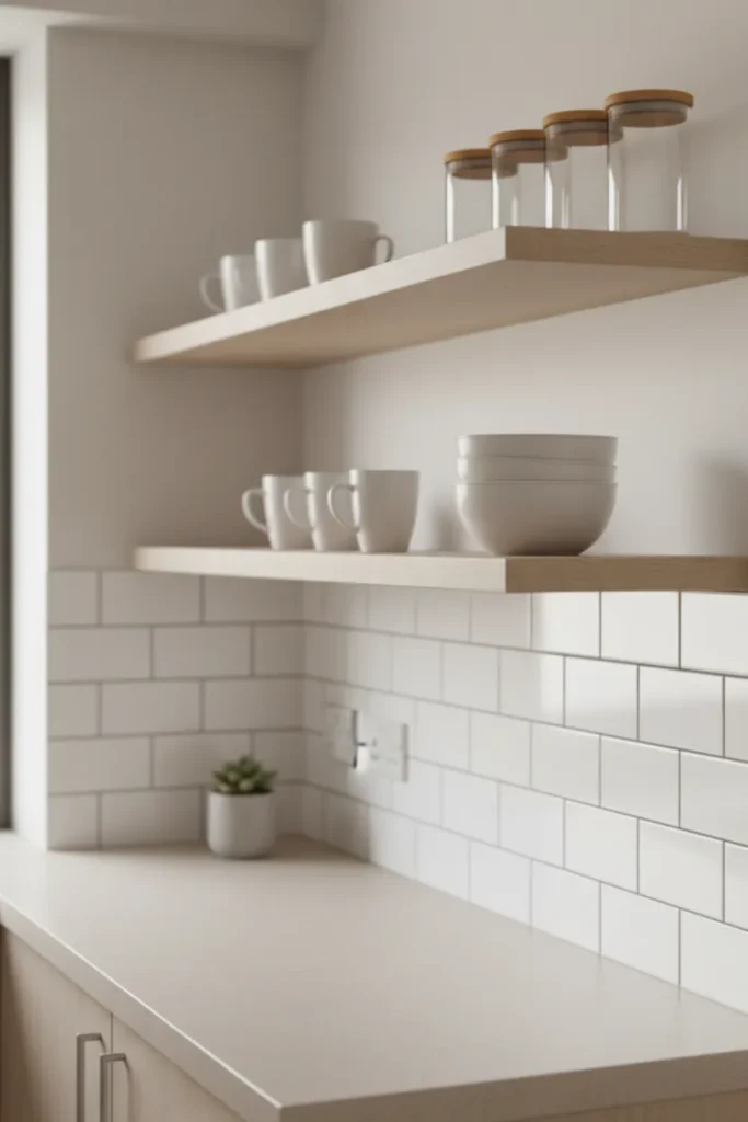 Floating Shelves for Extra Apartment Kitchen Storage