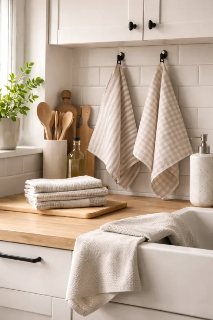 Coordinated Textiles for Apartment Kitchen Harmony