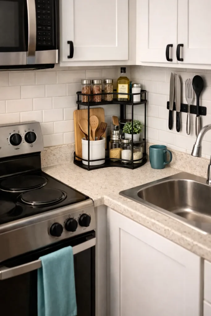 Functional Corner Utilization in Apartment Kitchens