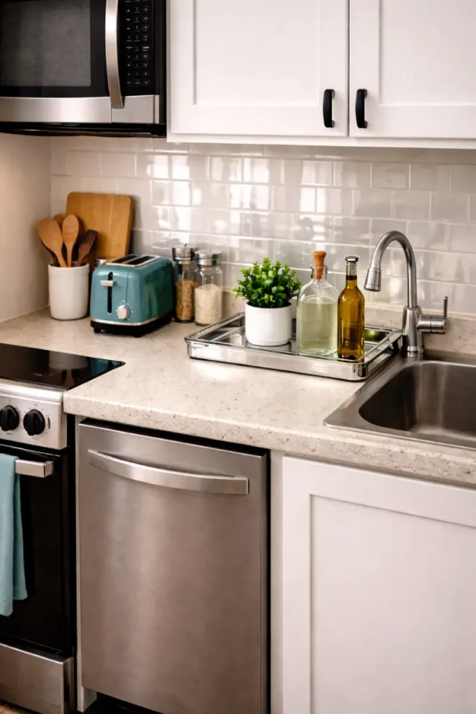 Mirror Accents to Reflect Light in Small Kitchens
