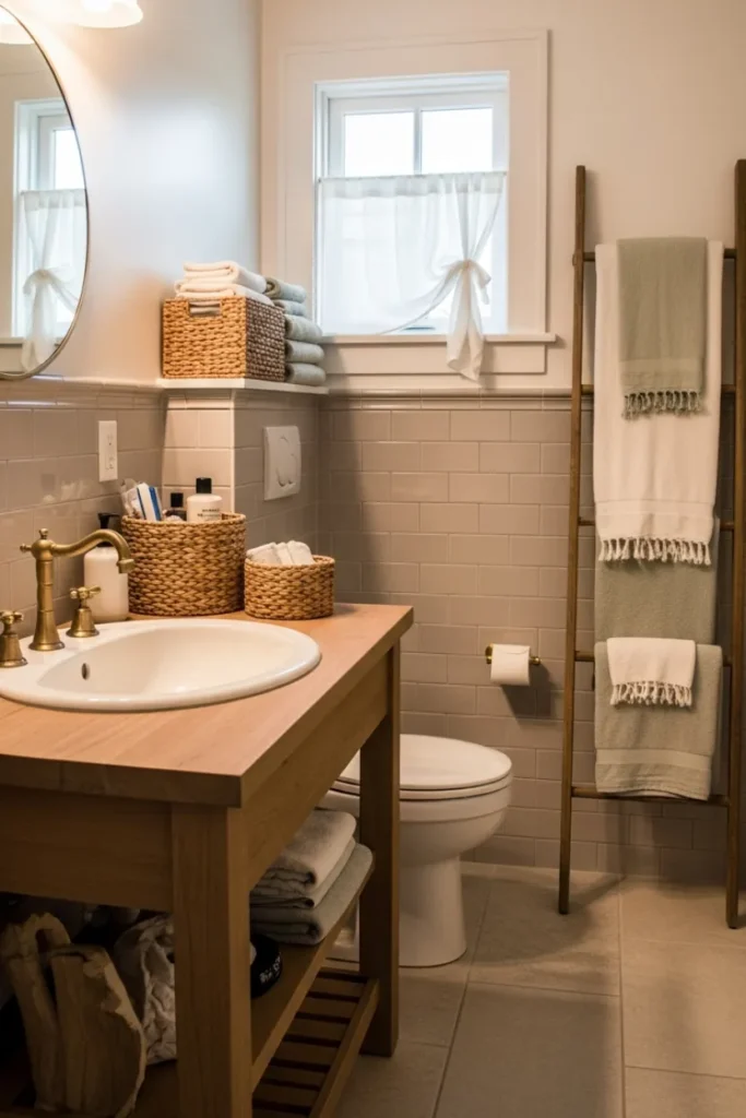 Farmhouse Bathroom Decor Using Natural Textures