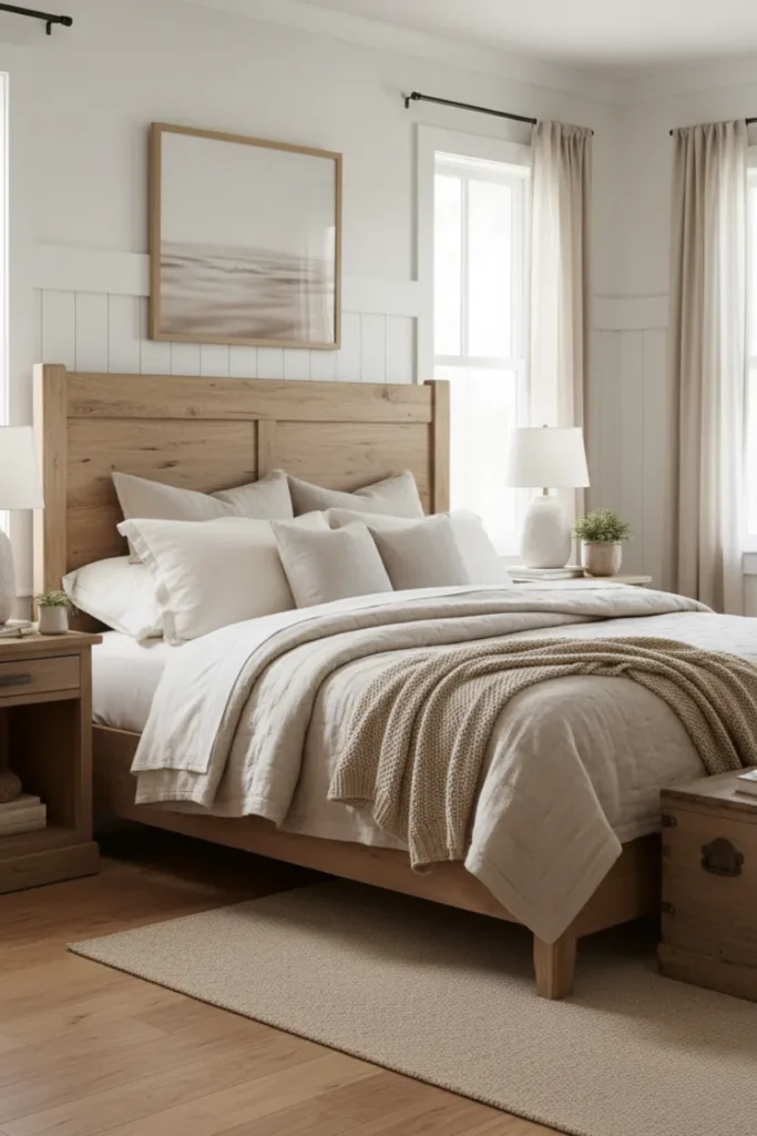 Farmhouse Bedroom Decor Focused on Comfort