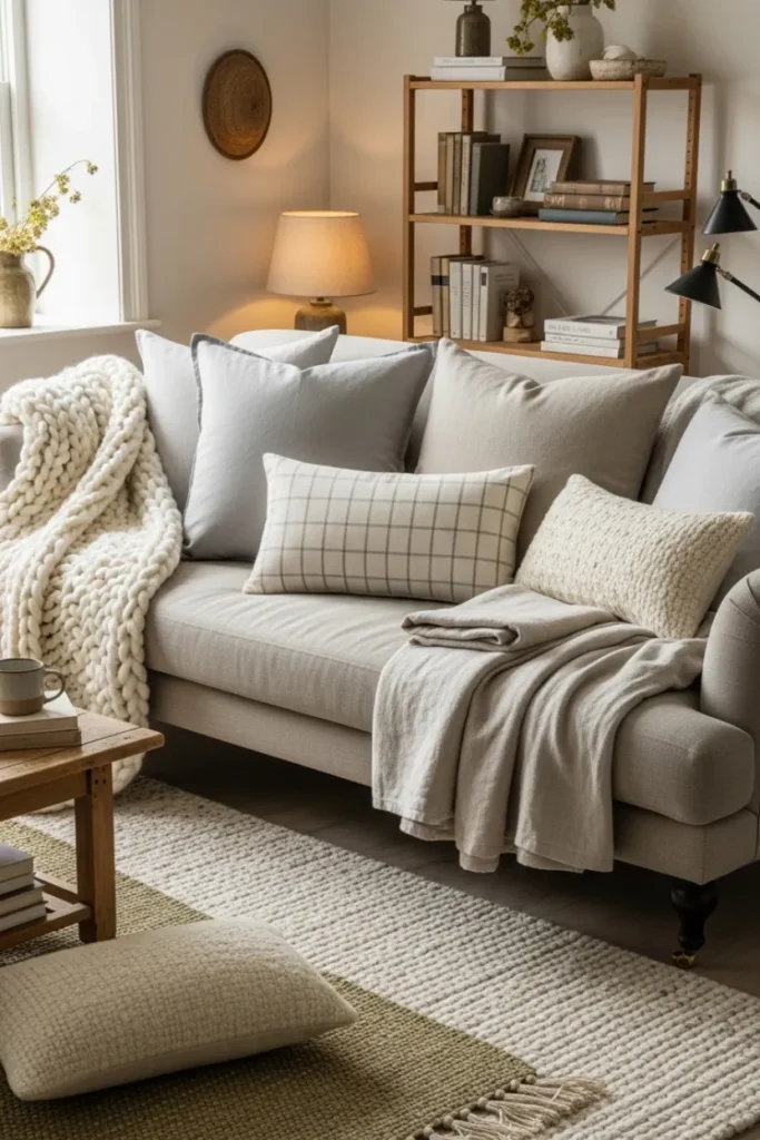Farmhouse Decor with Cozy Textiles and Layers