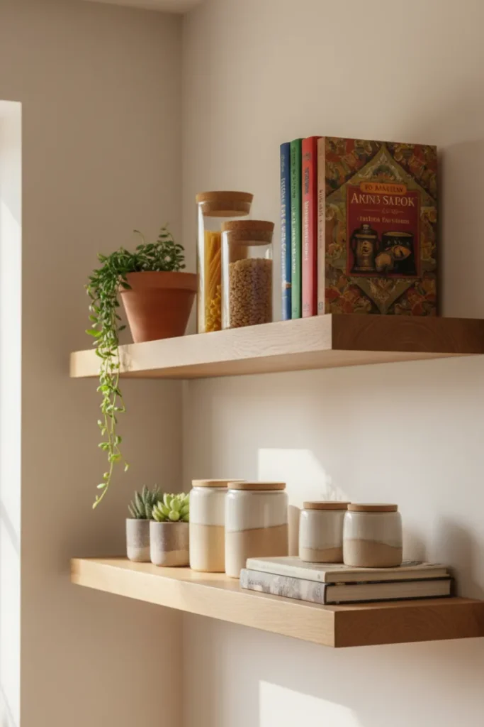 Floating Shelves with Accent Decor