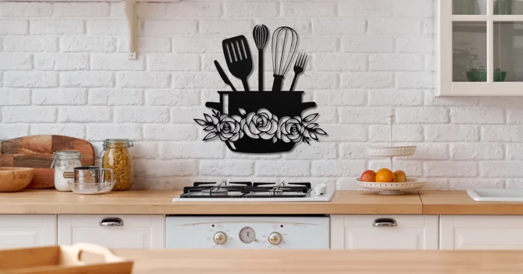 Kitchen Metal Wall Decor Above Counters and Work Zones