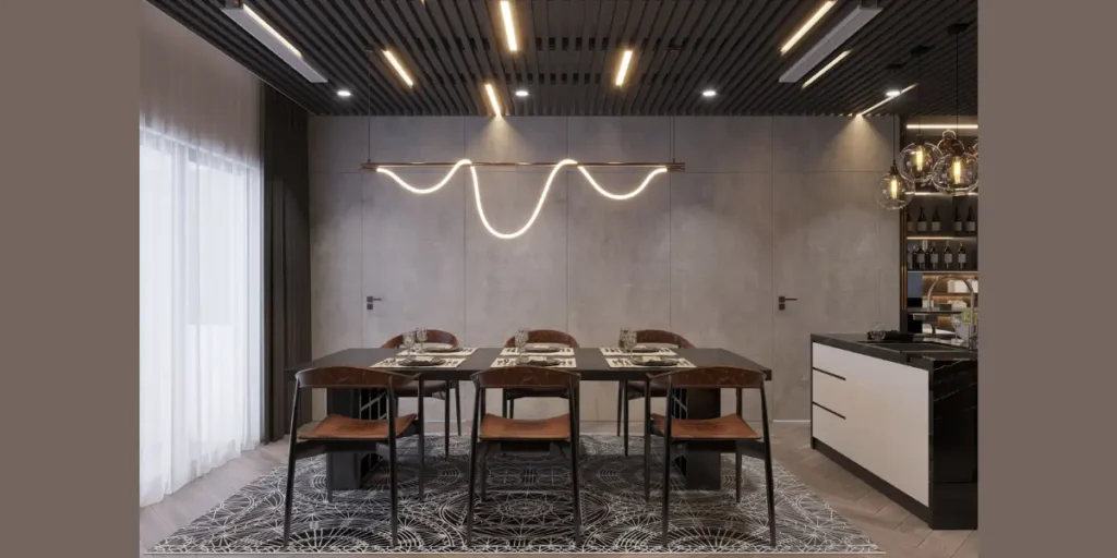 LED Strip and Hanging Light Combination