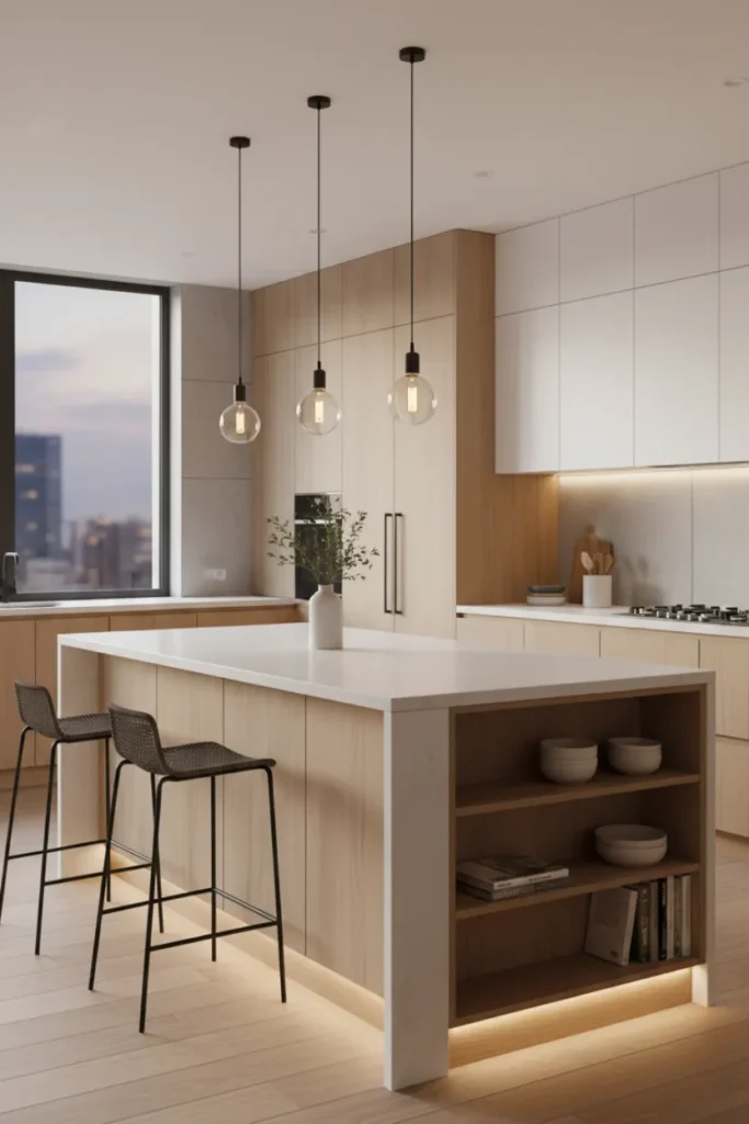 Modern Kitchen Island with Clean Edges
