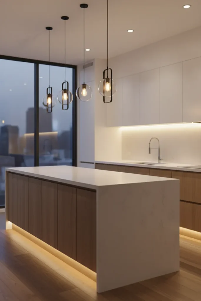 Modern Kitchen Lighting with Clean Fixtures