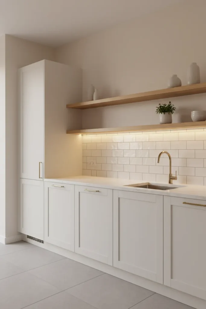 Neutral Kitchen Decor with Soft Whites and Natural Wood