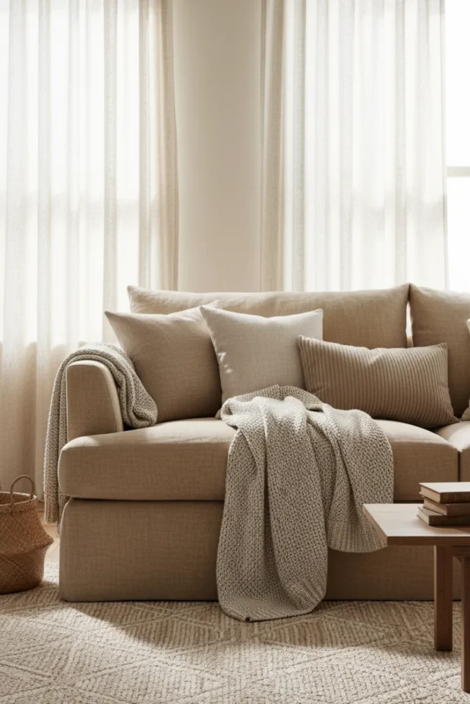 Neutral Home Decor Using Layered Textiles