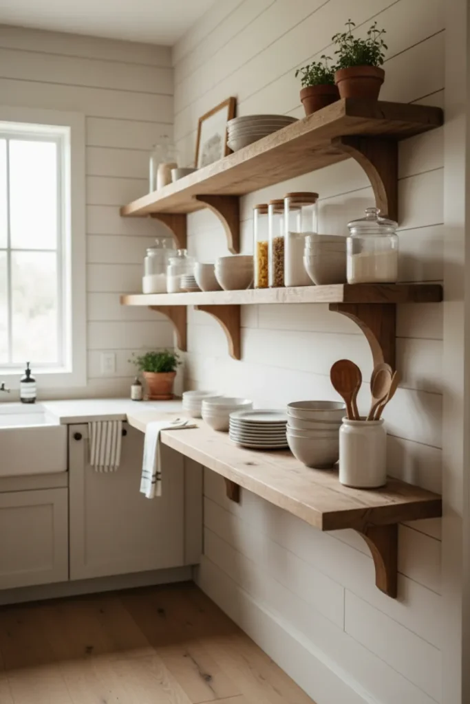 Open Shelving That Adds Farmhouse Warmth