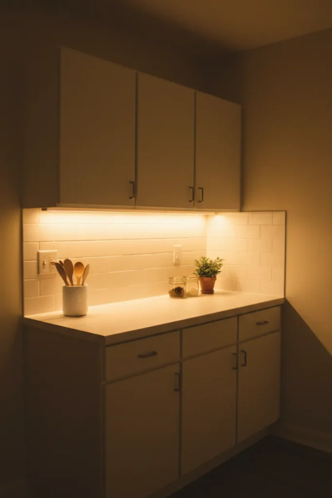 Under Cabinet Lighting for Cozy Apartment Kitchens