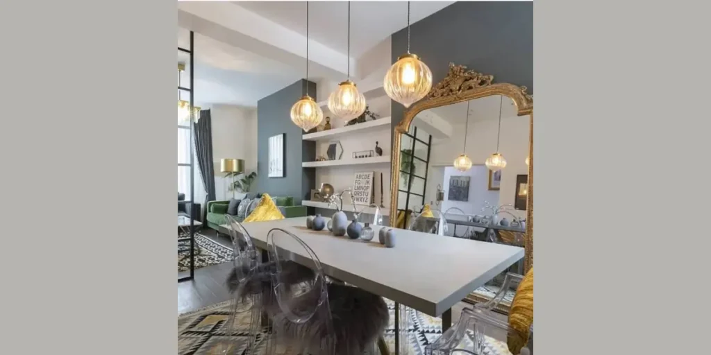 Pendant Lights Positioned Over the Dining Table