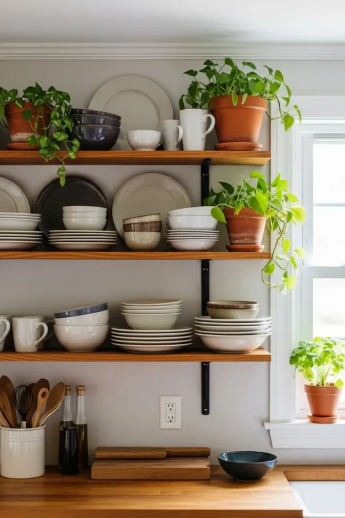 Rustic Open Shelving for Practical and Stylish Storage