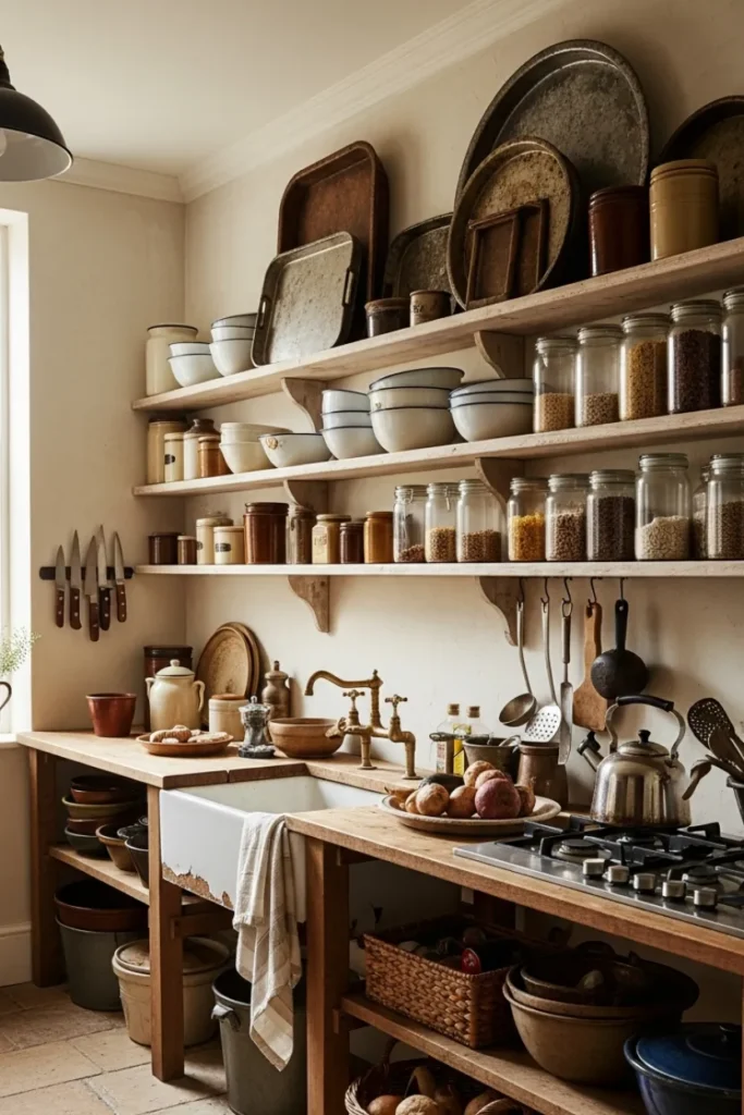 Vintage Kitchen Accessories and Open Shelving