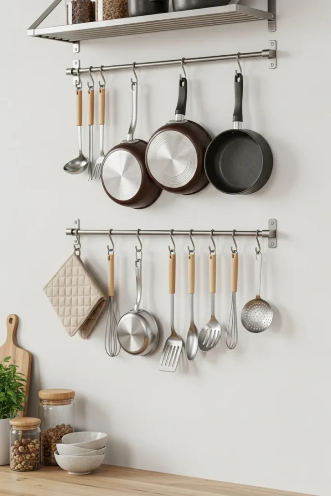Wall Mounted Storage for Organized Kitchen Decor