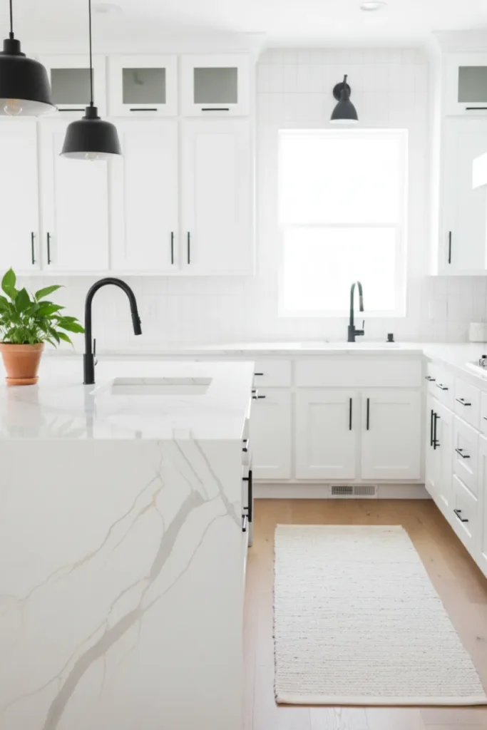 White Kitchen Decorating Inspiration with Soft Contrast