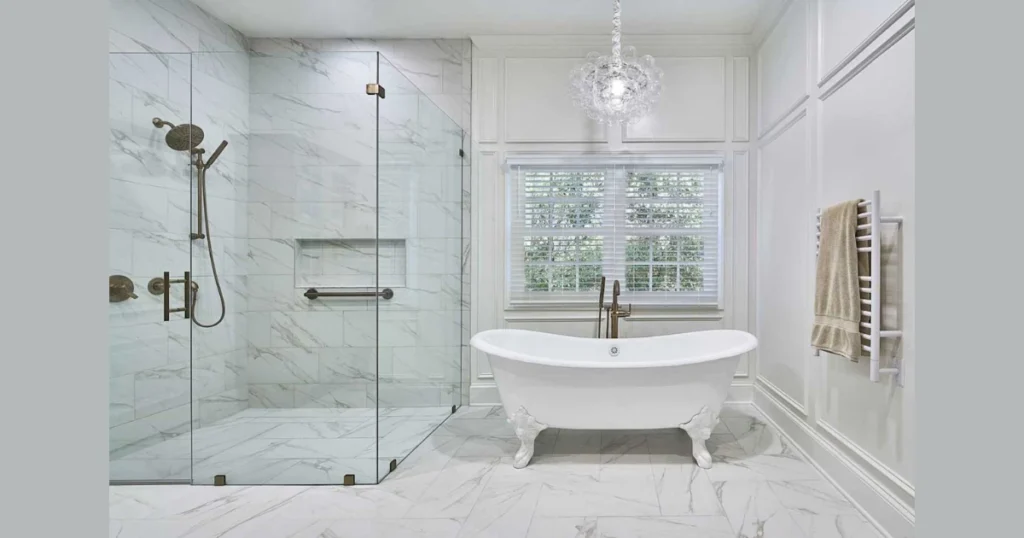 Curbless Shower for a Seamless Floor Layout