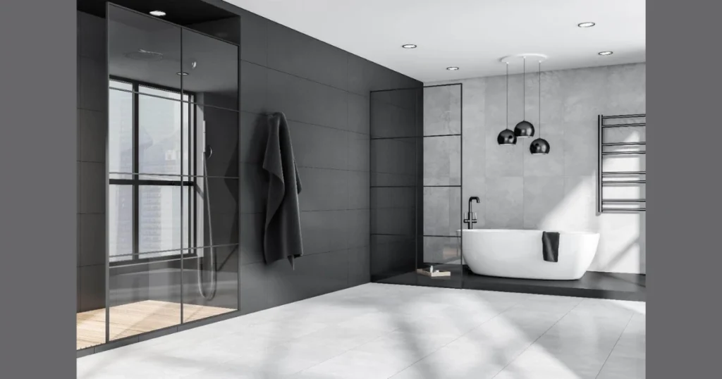 Glass Partition Instead of a Full Shower Enclosure