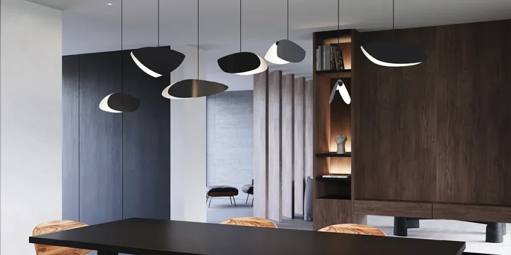 Modern Dining Room with Statement Lighting