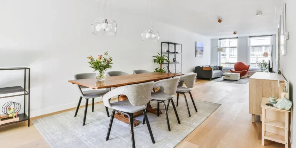 Contemporary Dining Room with Mixed Materials