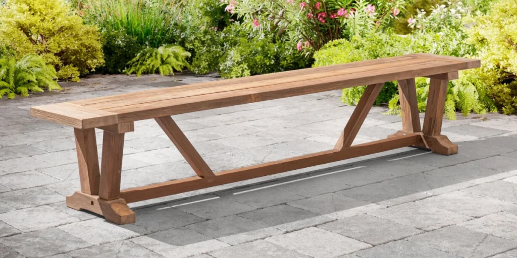 Backless Wooden Bench with Clean Lines