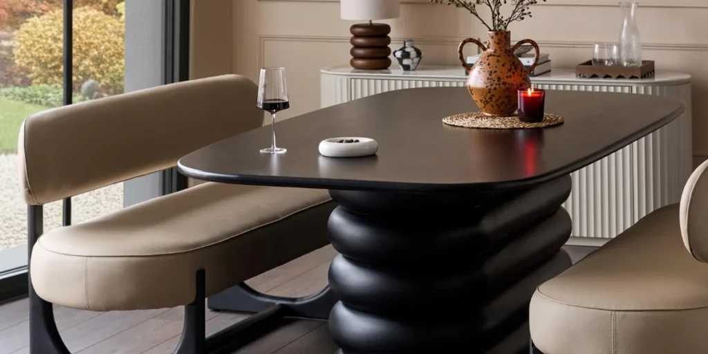 High-End Leather Bench for Formal Dining