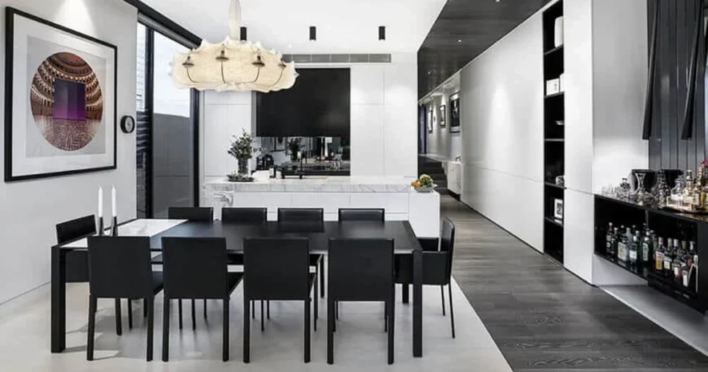 Black and White Minimalist Dining Room Design