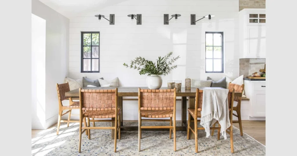 Beach House Dining Room with Shiplap Walls
