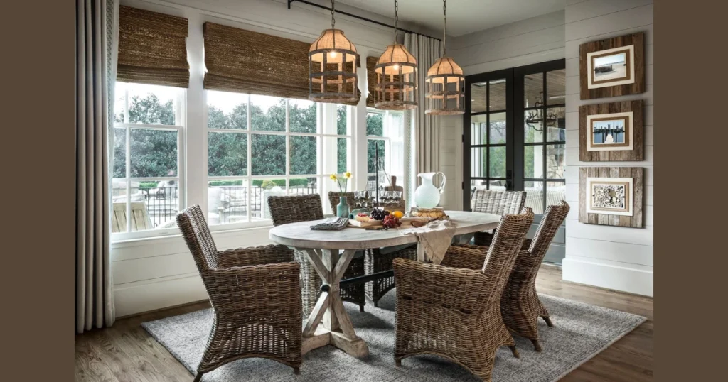Coastal Farmhouse Dining Room with Soft Textures
