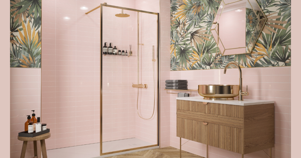 Blush Pink Bathroom Wall Color for Soft Modern Touch