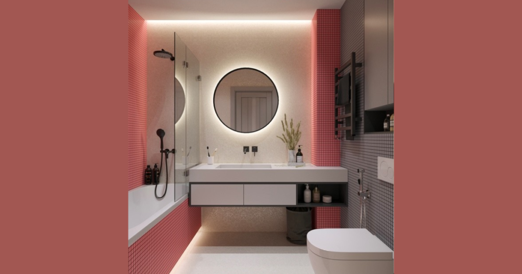 Blush Pink and Gray Soft Modern Bathroom Colors