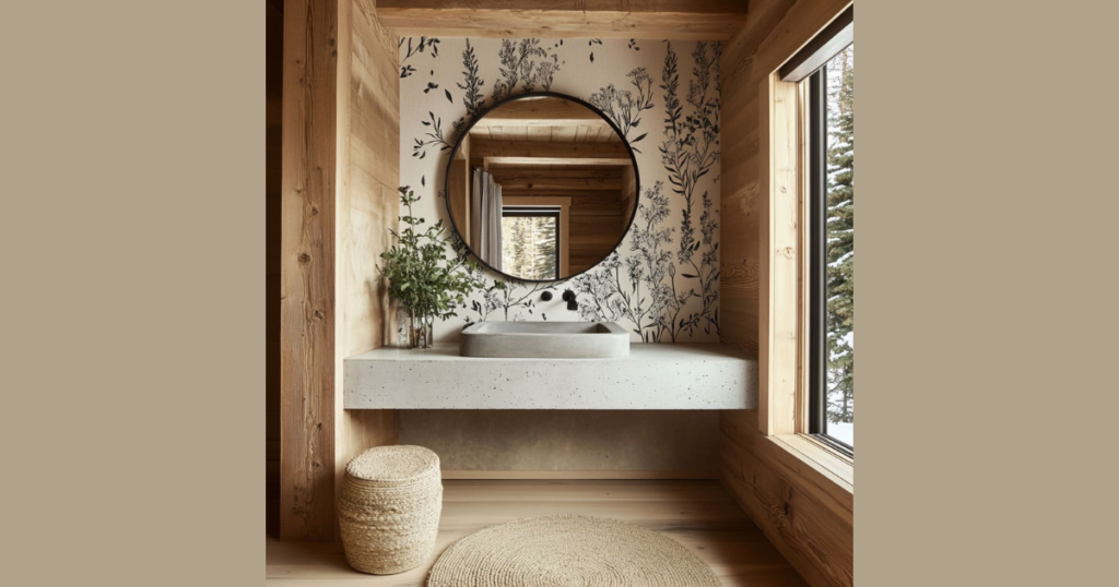 Botanical Pattern Bathroom Wallpaper for Natural Freshness