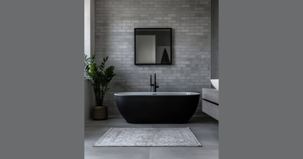 Charcoal Gray and White Bold Bathroom Combination