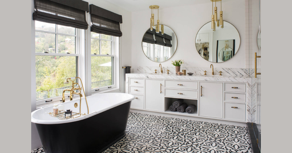 Classic White Bathroom with Black Accents