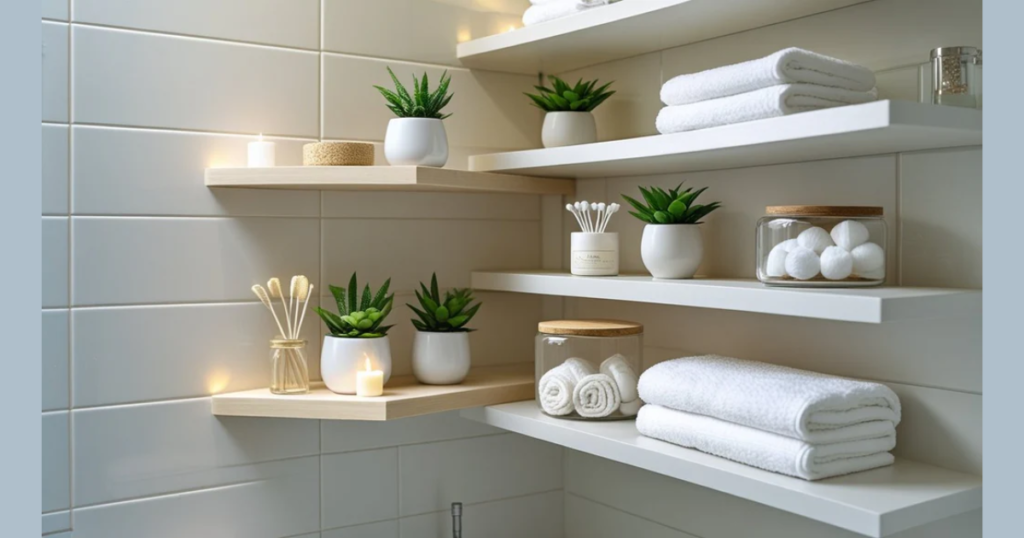 Corner Floating Shelves for Unused Corners 