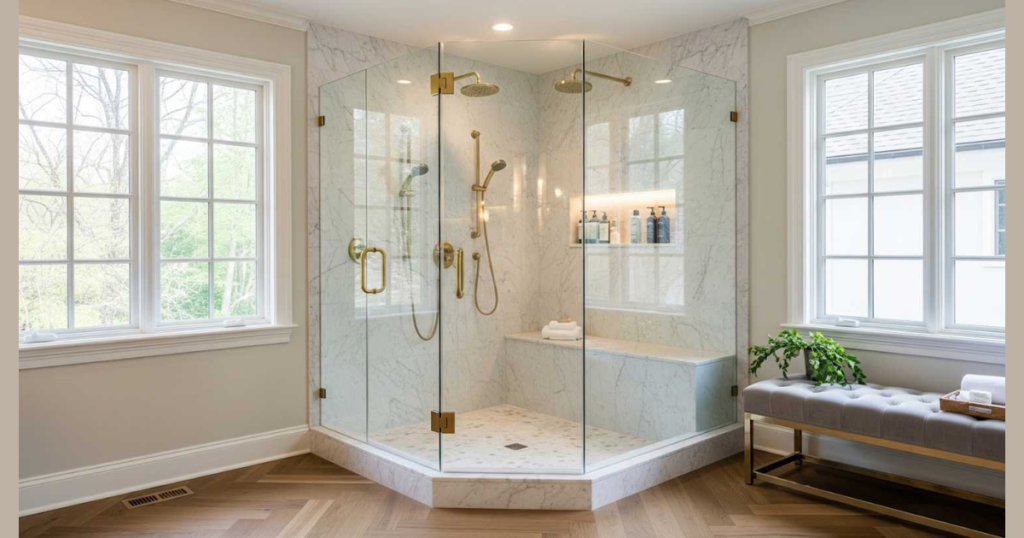 Corner Shower Space Saving Layout