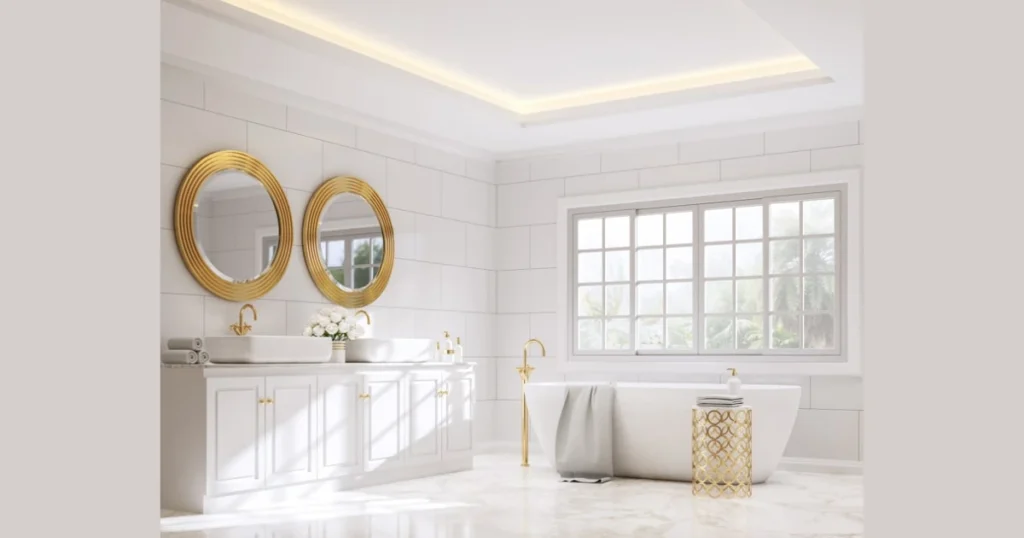 Cove Lighting Around the Ceiling Edges in bathroom