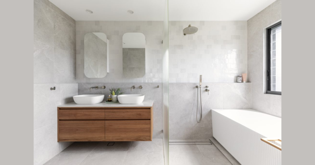 Curved Element Bathroom Design for Soft Appearance