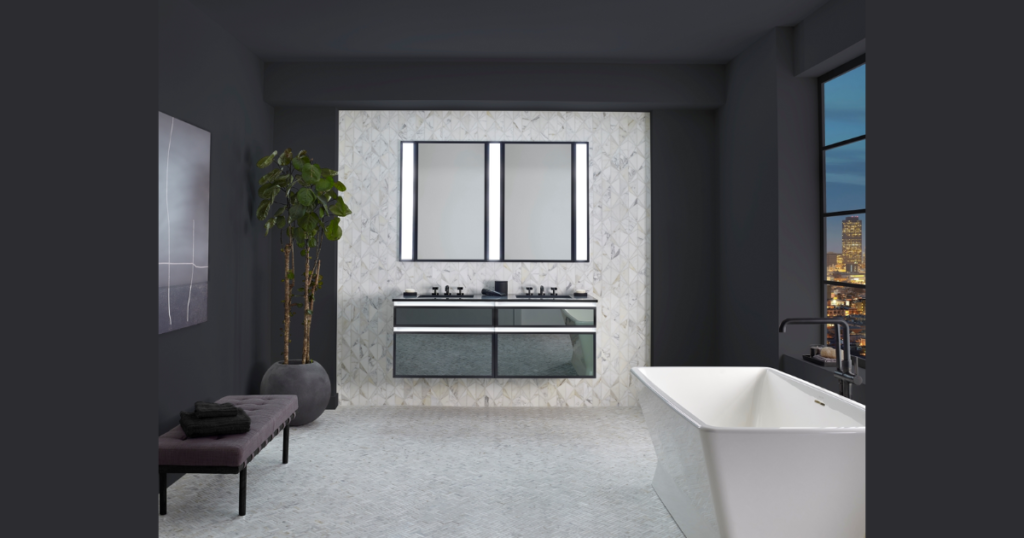 Dark Color Accent Wall Behind Vanity for Bold Focus