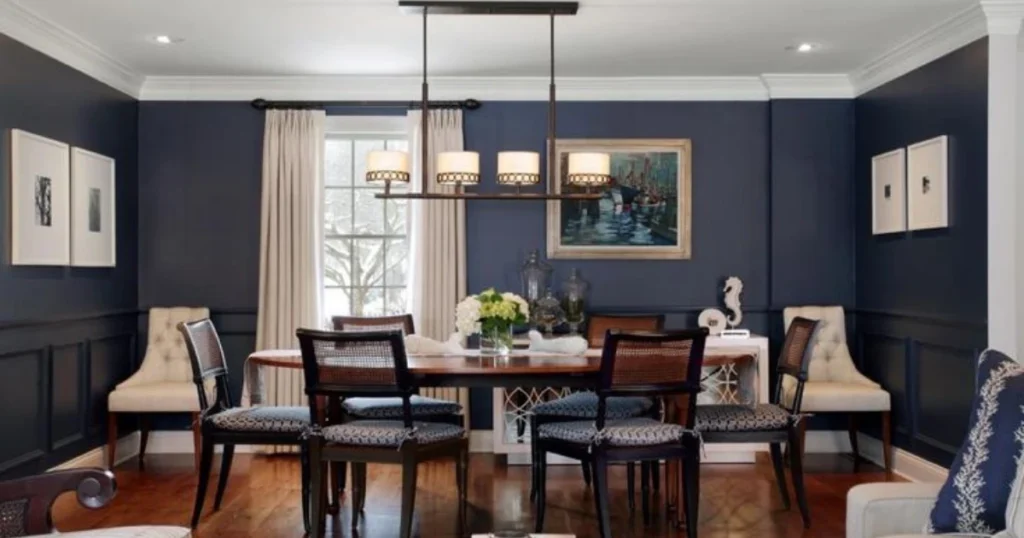 Deep Navy Blue for a Formal and Elegant Dining Space