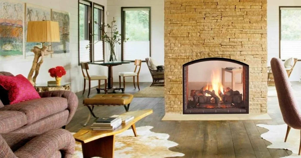 Open Concept Dining Room With Double-Sided Fireplace
