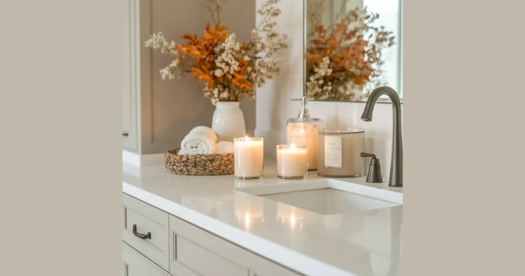 Elegant Candle Displays for a Relaxing Bathroom Counter