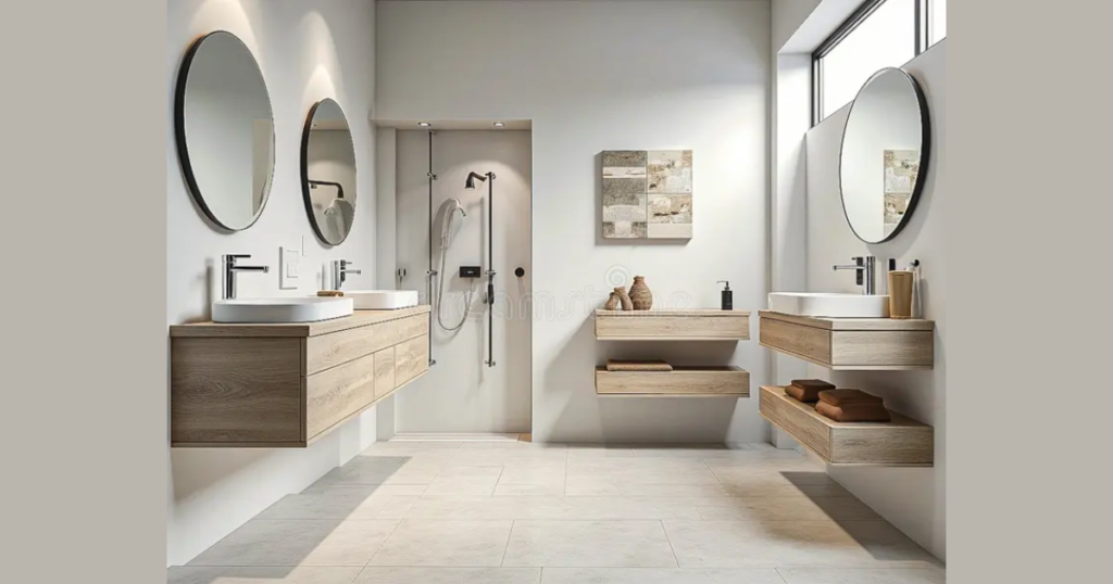 Floating Decor Bathroom Interior Design for Lightness