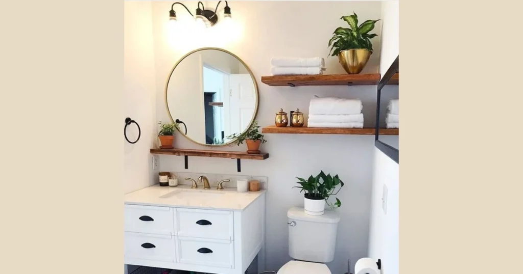 Floating Shelves Around the Mirror Frame