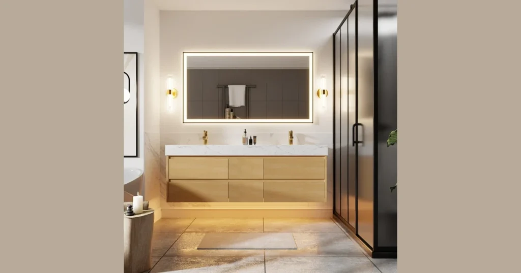 Floating Vanity Base Reflection Lighting